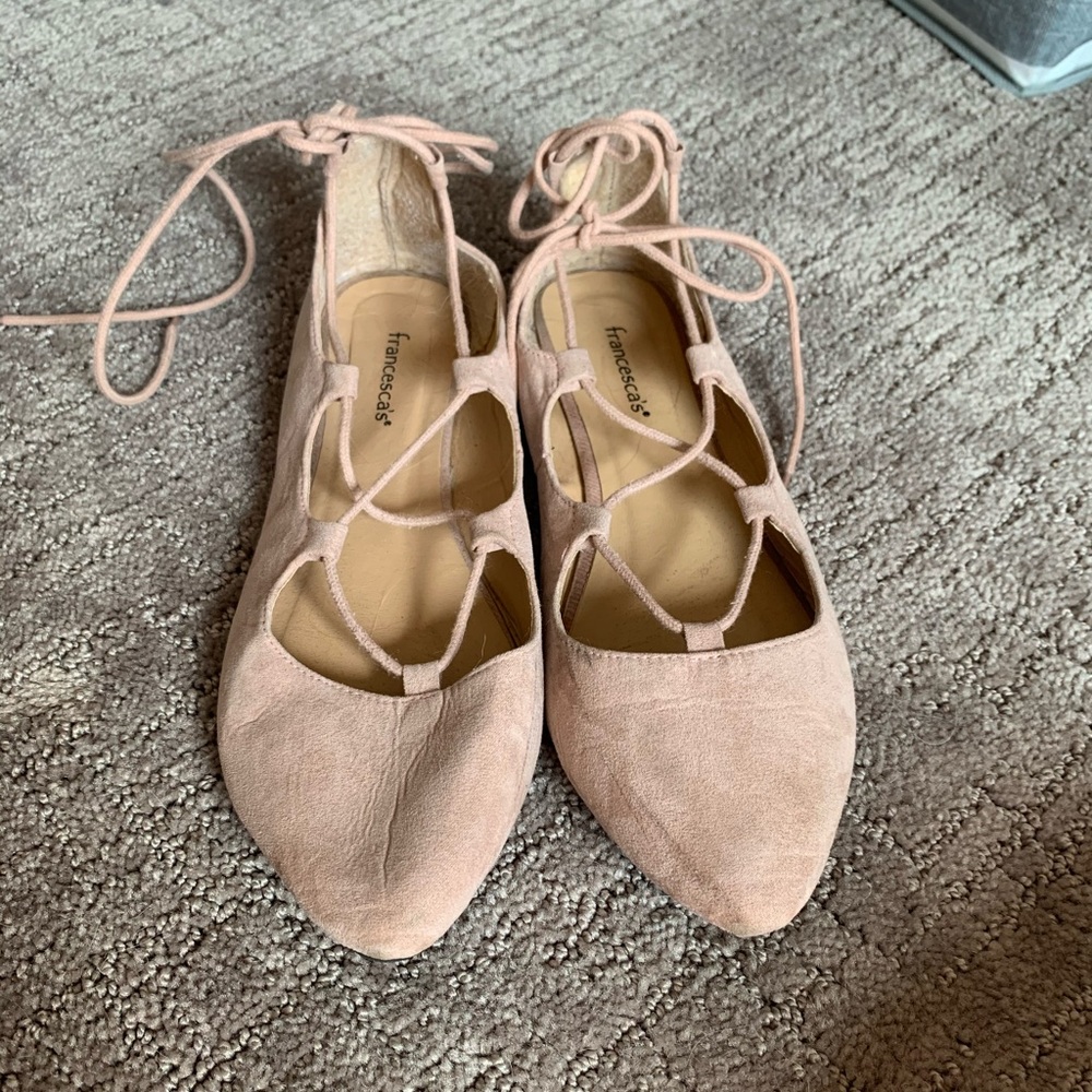 Francesca’s ballerina flats with ankle ties